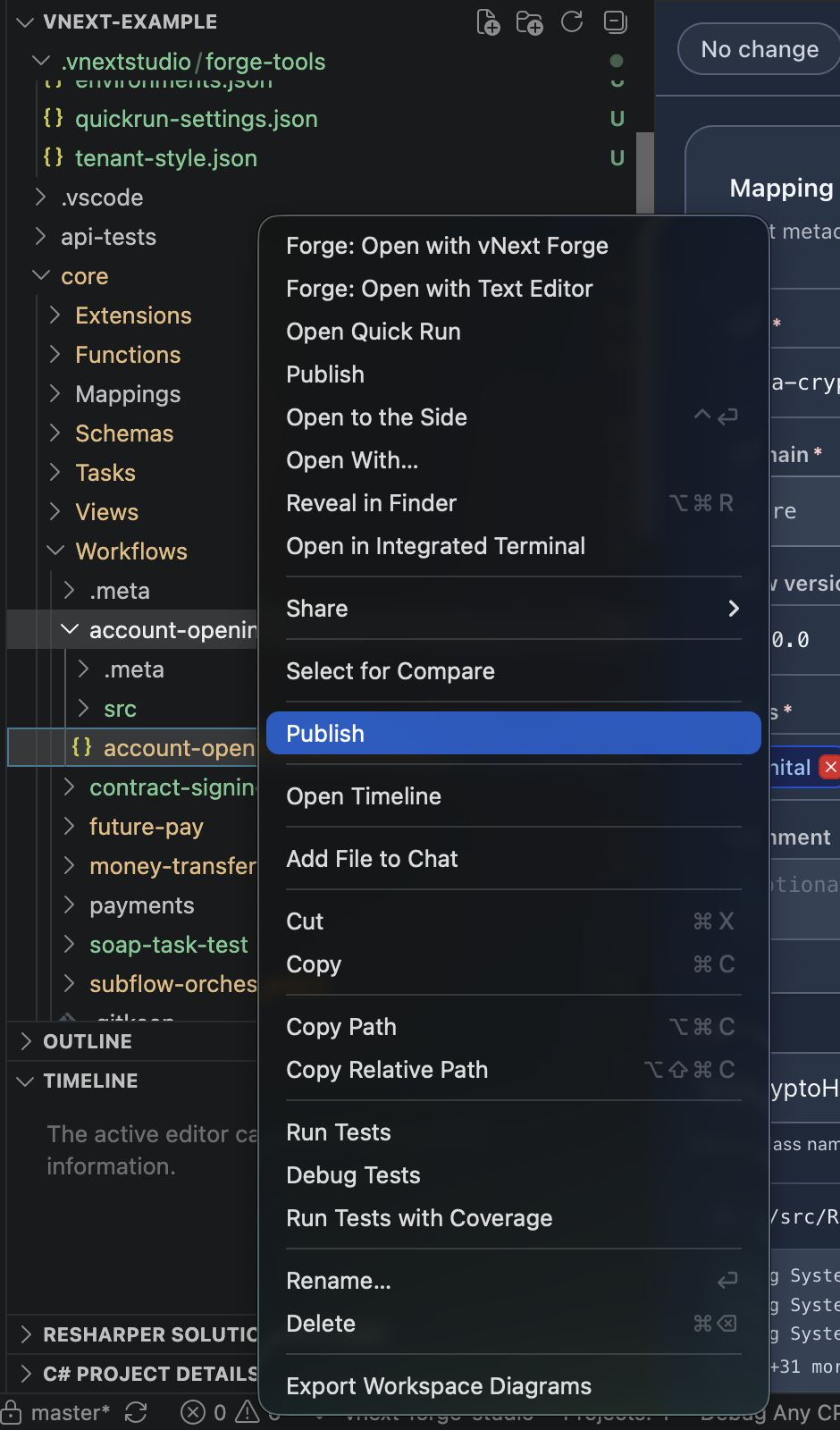 Component dosyası sağ tık menüsü