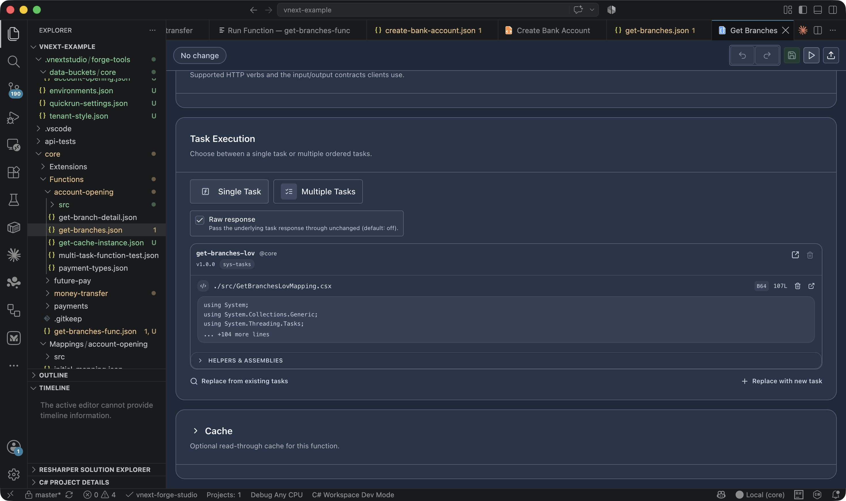 Function Editor — Task Execution