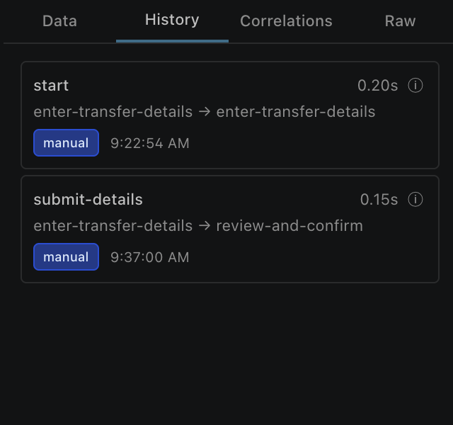 History — transition kayıtları