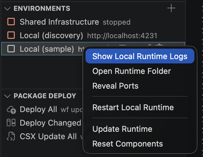 Local environment actions