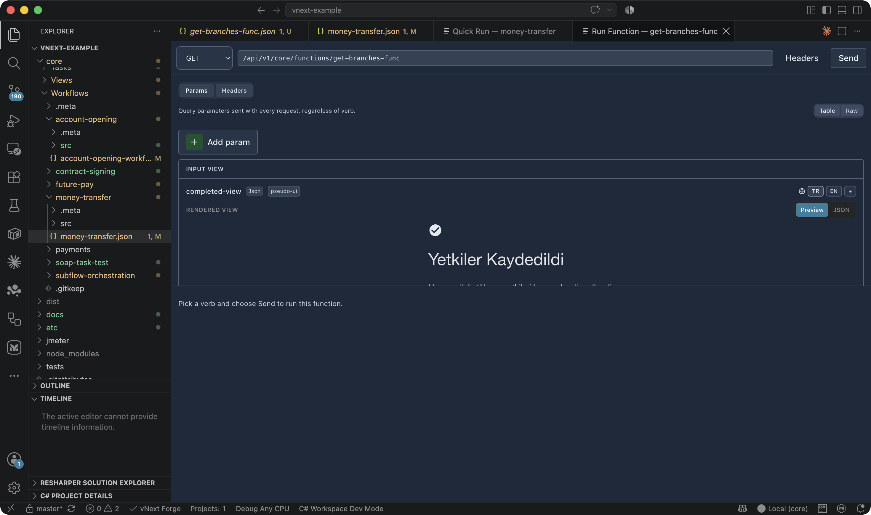 Function Quick Runner — get-branches-func