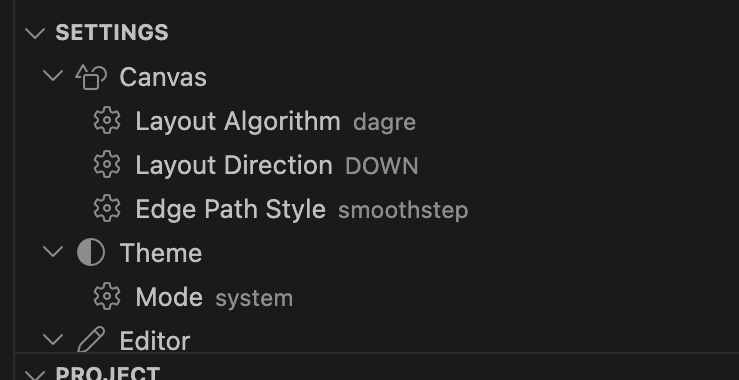 Settings panel